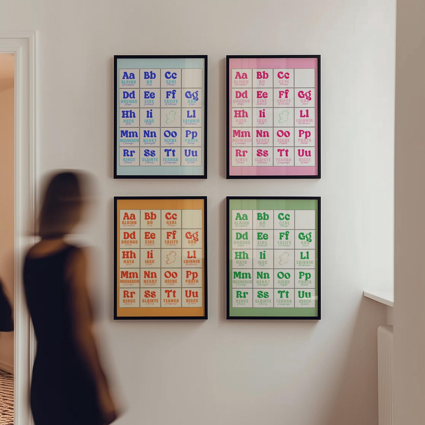 Colorful Irish Alphabet Print: Gaeilge Education Poster