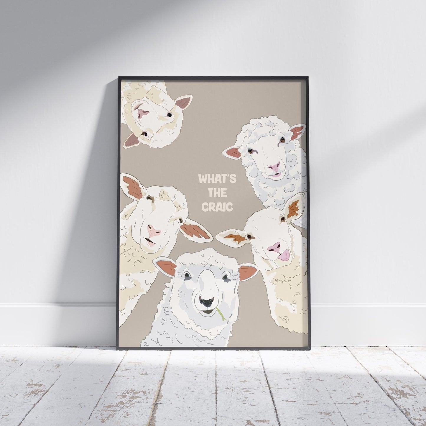 Funny Sheep Print: Irish 'What's the Craic' Wall Art