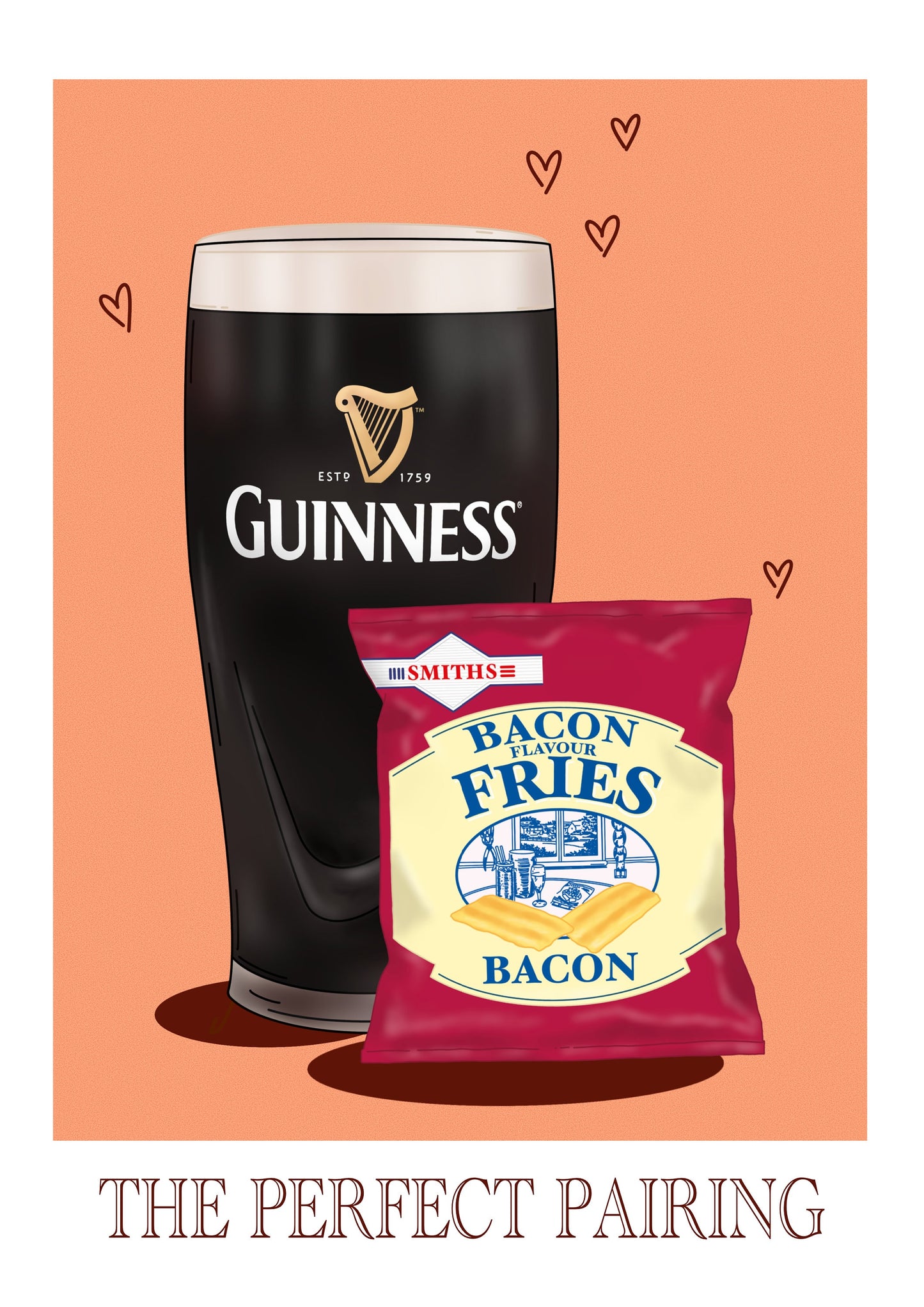 Guinness and Bacon Fries Print: Irish Home Bar Wall Art