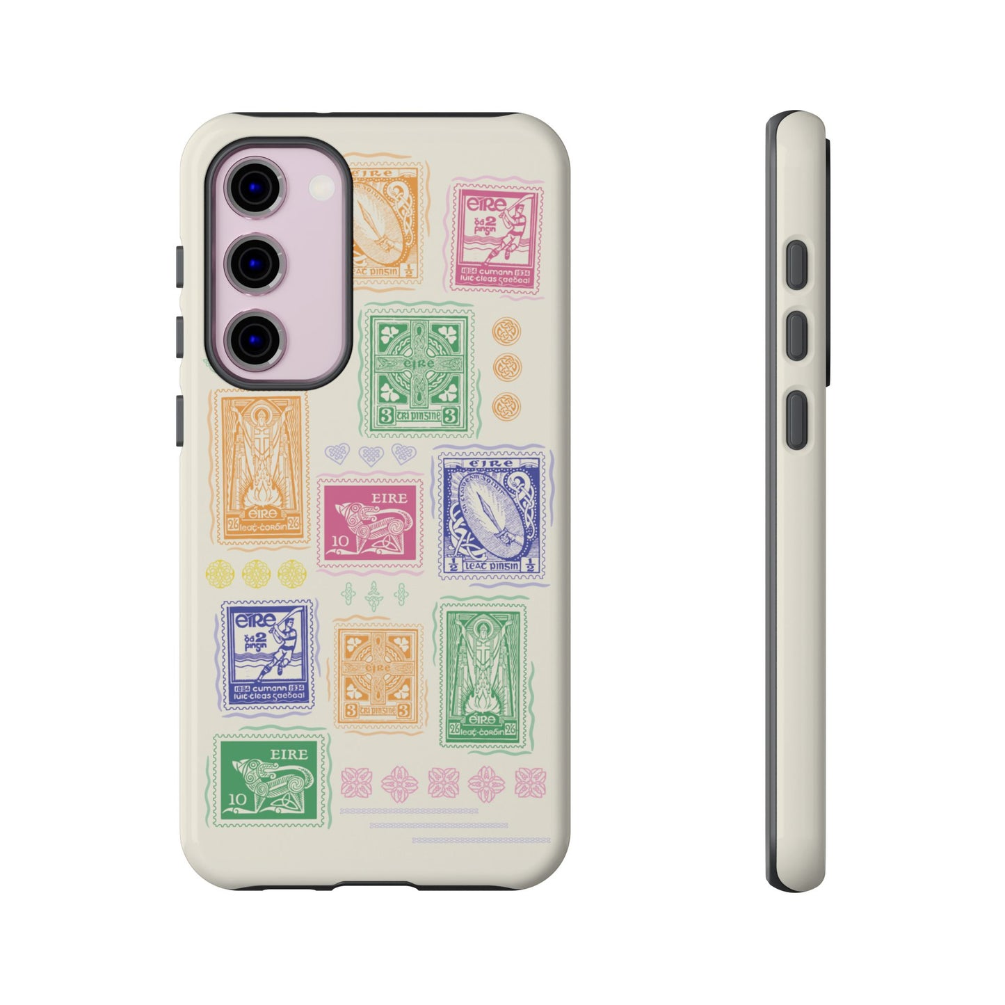 Colourful Vintage Irish Stamps and Celtic Symbols Tough Phone Case