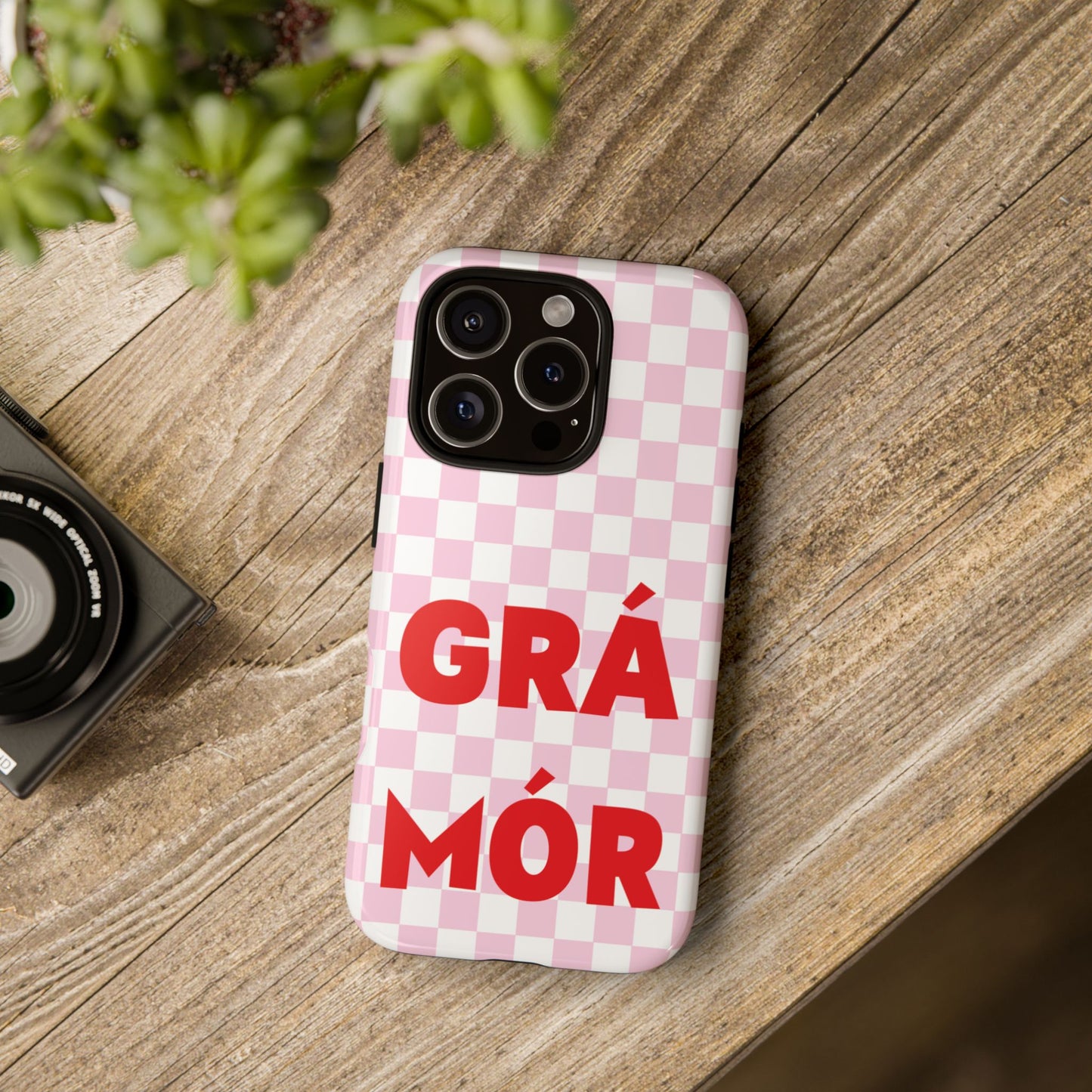 Pink Checked Grá Mór Tough Irish Phone Case