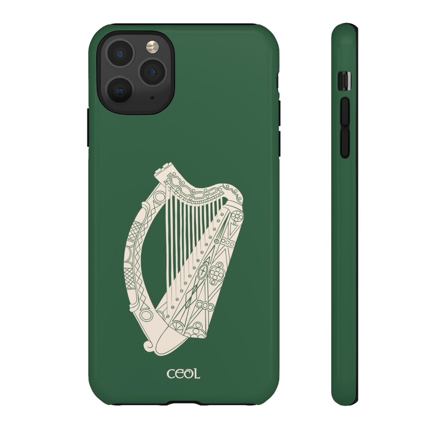 Green Celtic Harp Tough Irish Phone Case, Ceol