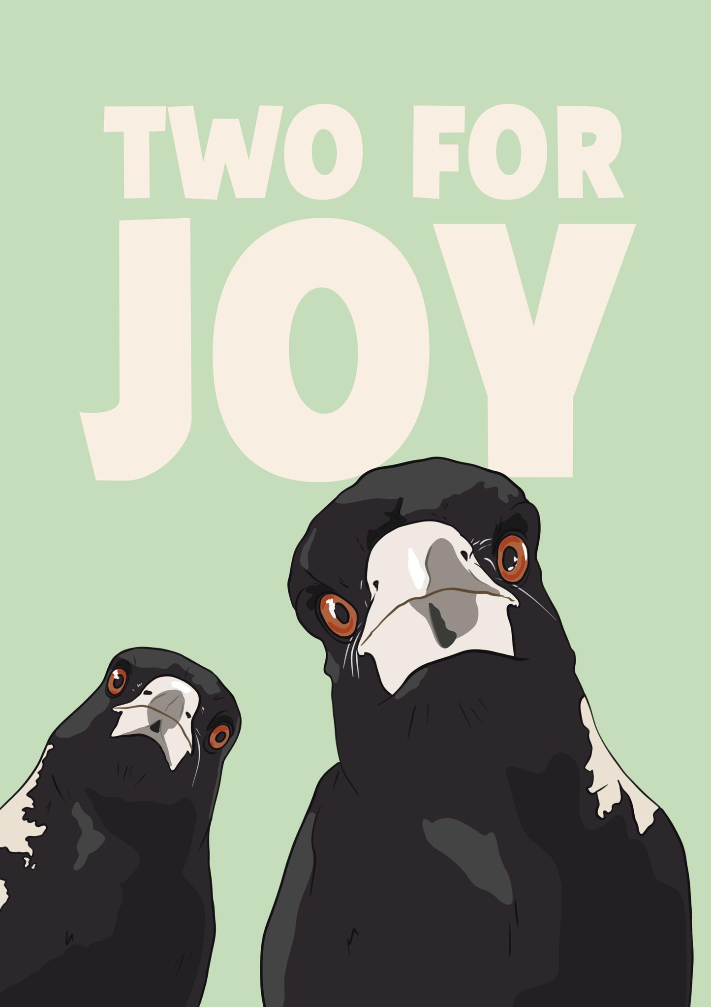 Magpie Print: Funny Irish Art, Two for Joy