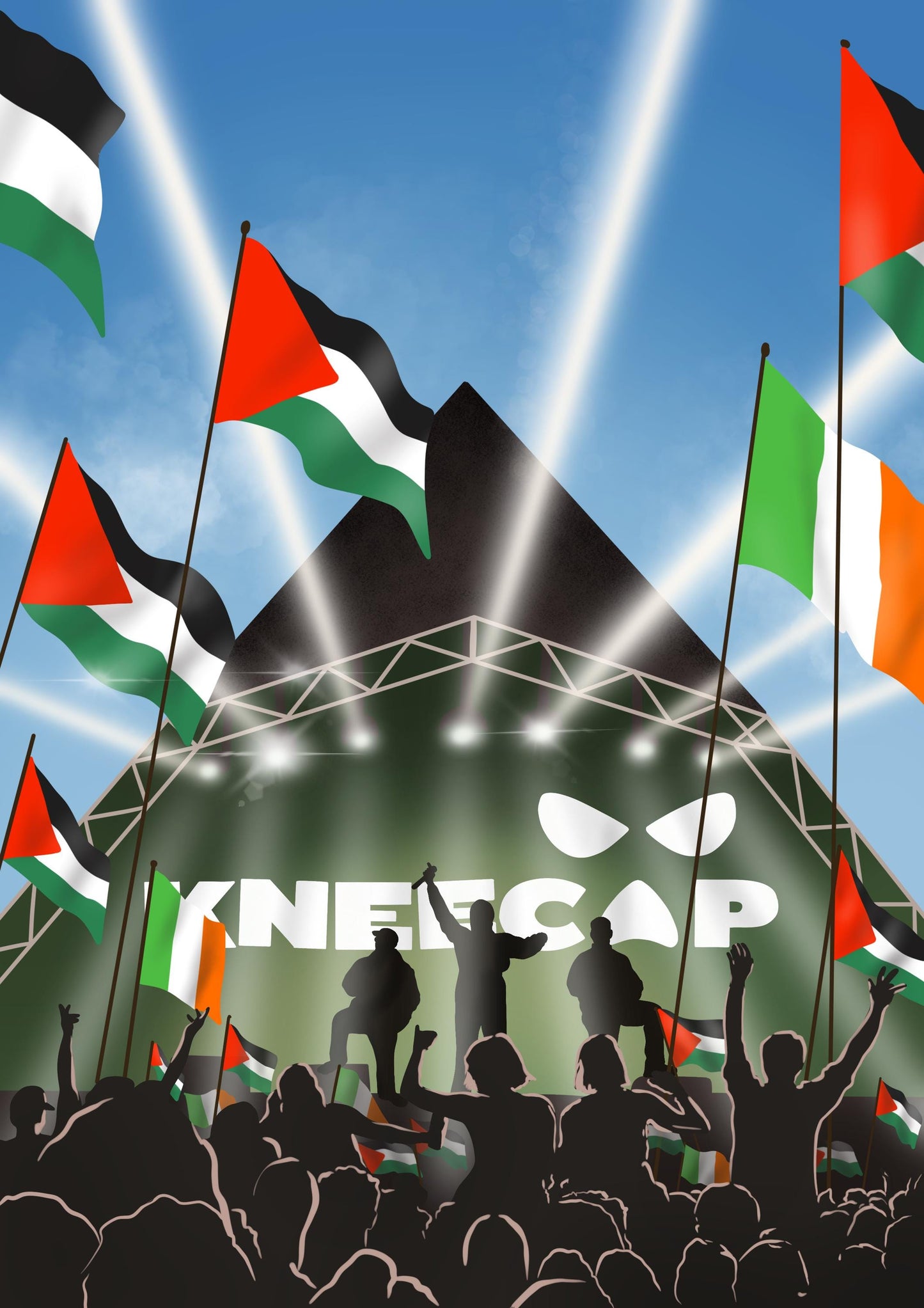 Kneecap Band - Free Palestine - Irish Festival Print