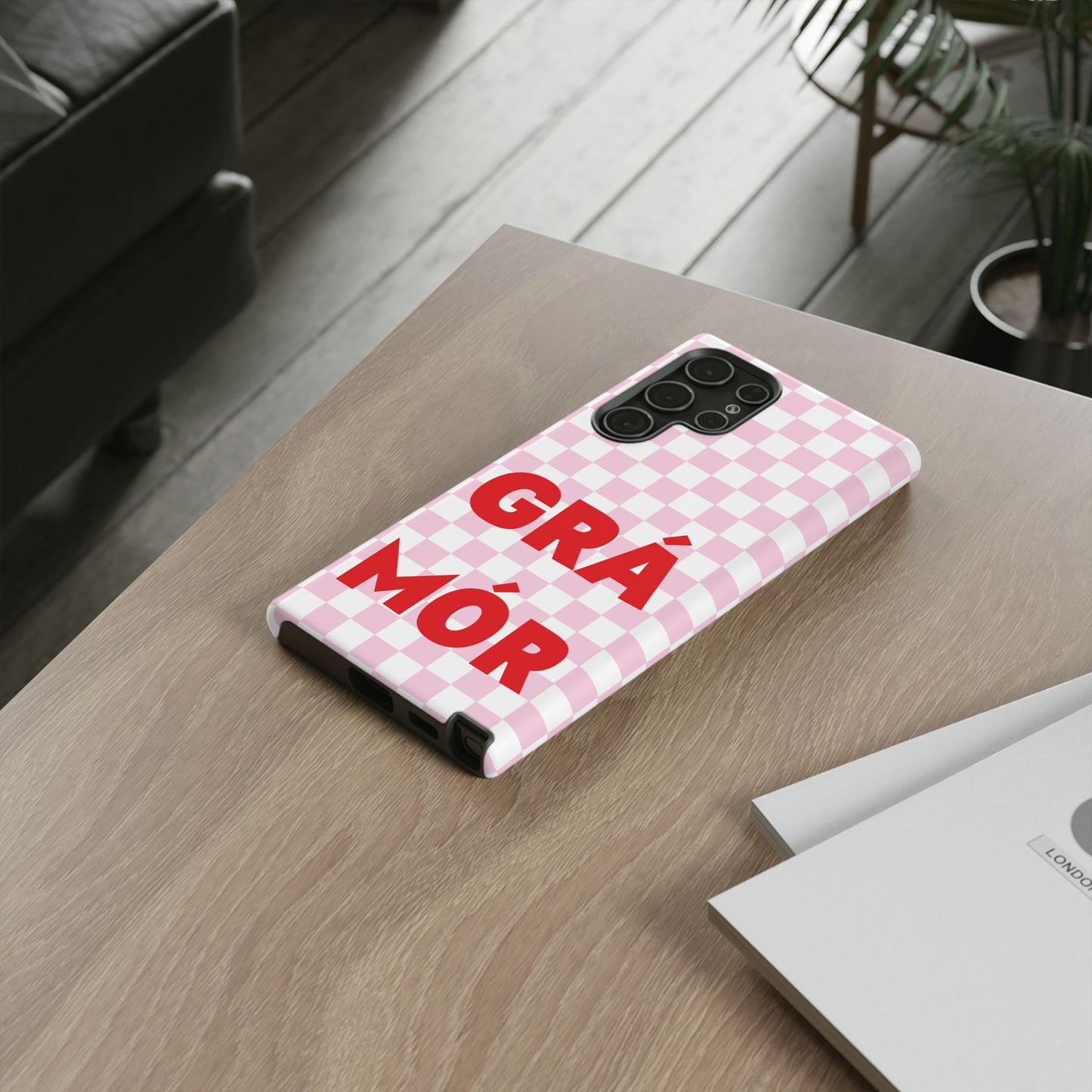 Pink Checked Grá Mór Tough Irish Phone Case