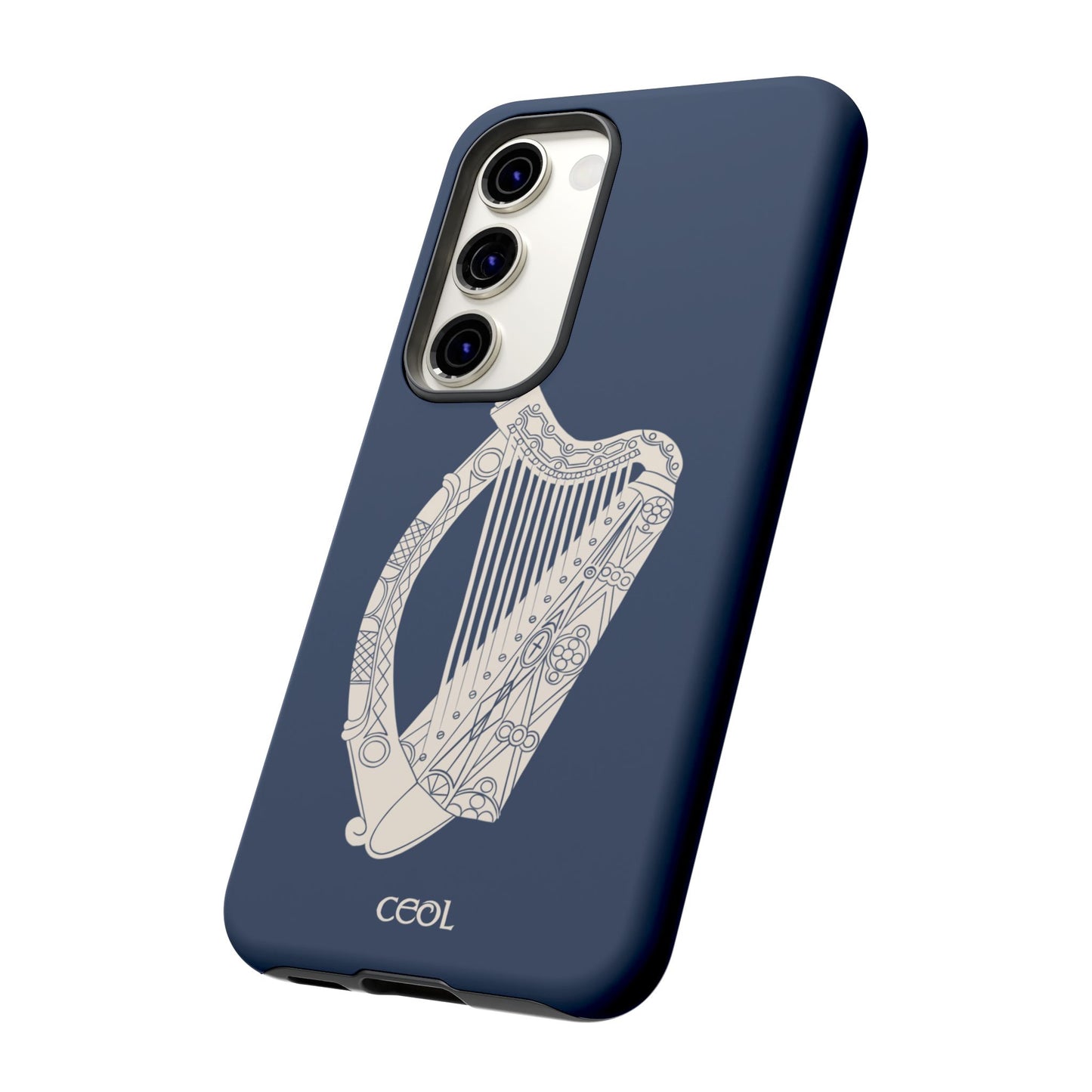Navy Celtic Harp Tough Irish Phone Case, Ceol
