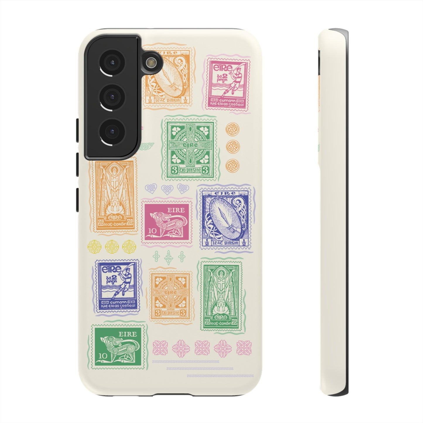 Colourful Vintage Irish Stamps and Celtic Symbols Tough Phone Case