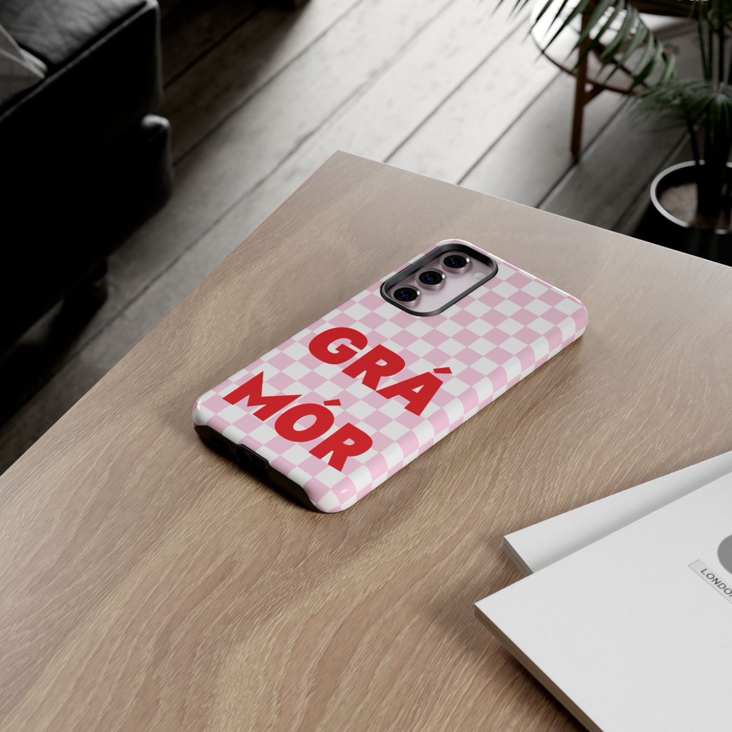 Pink Checked Grá Mór Tough Irish Phone Case