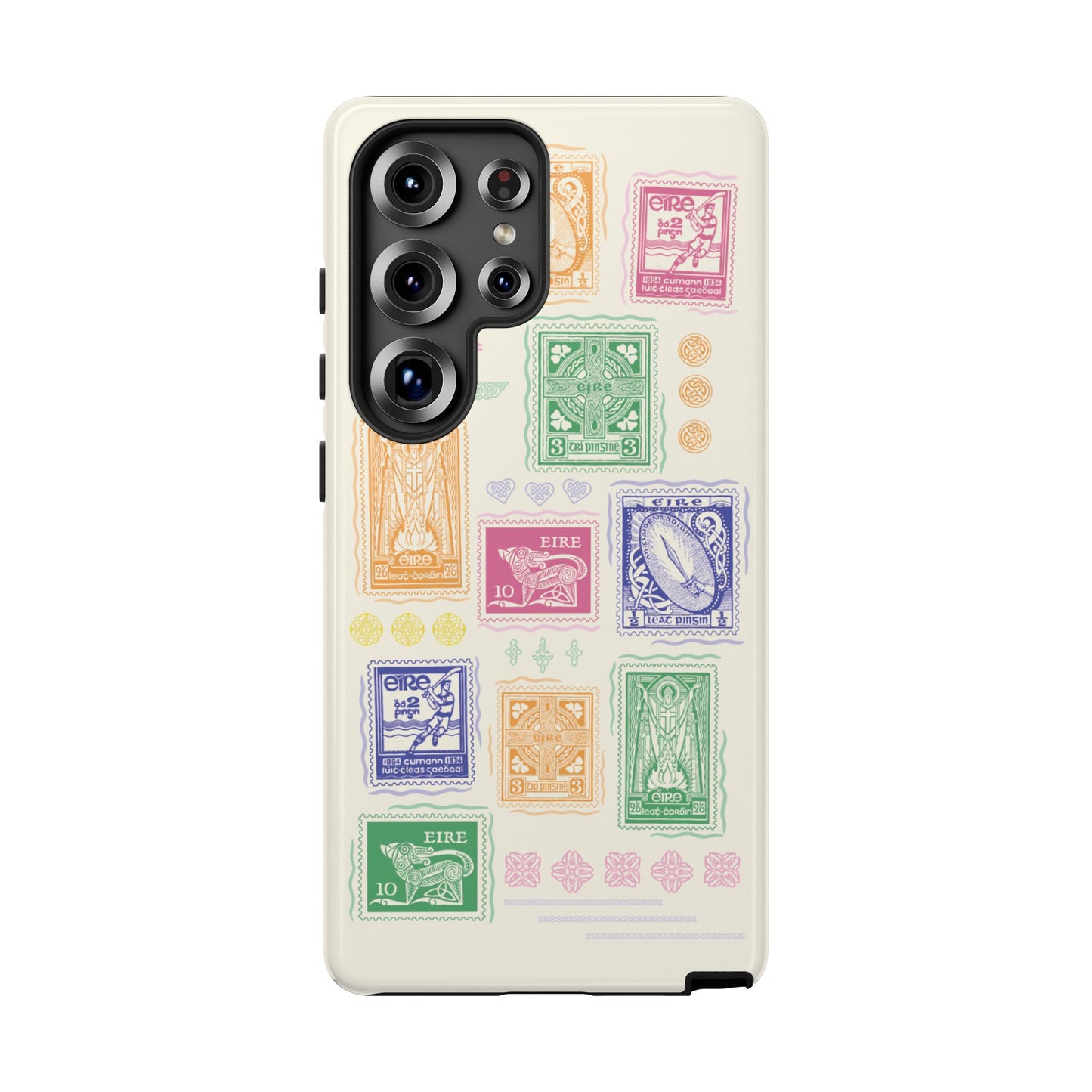 Colourful Vintage Irish Stamps and Celtic Symbols Tough Phone Case