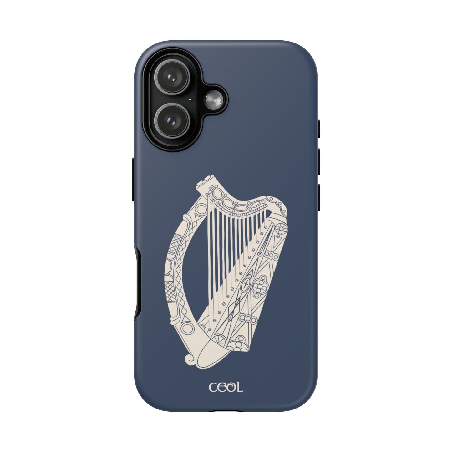 Navy Celtic Harp Tough Irish Phone Case, Ceol