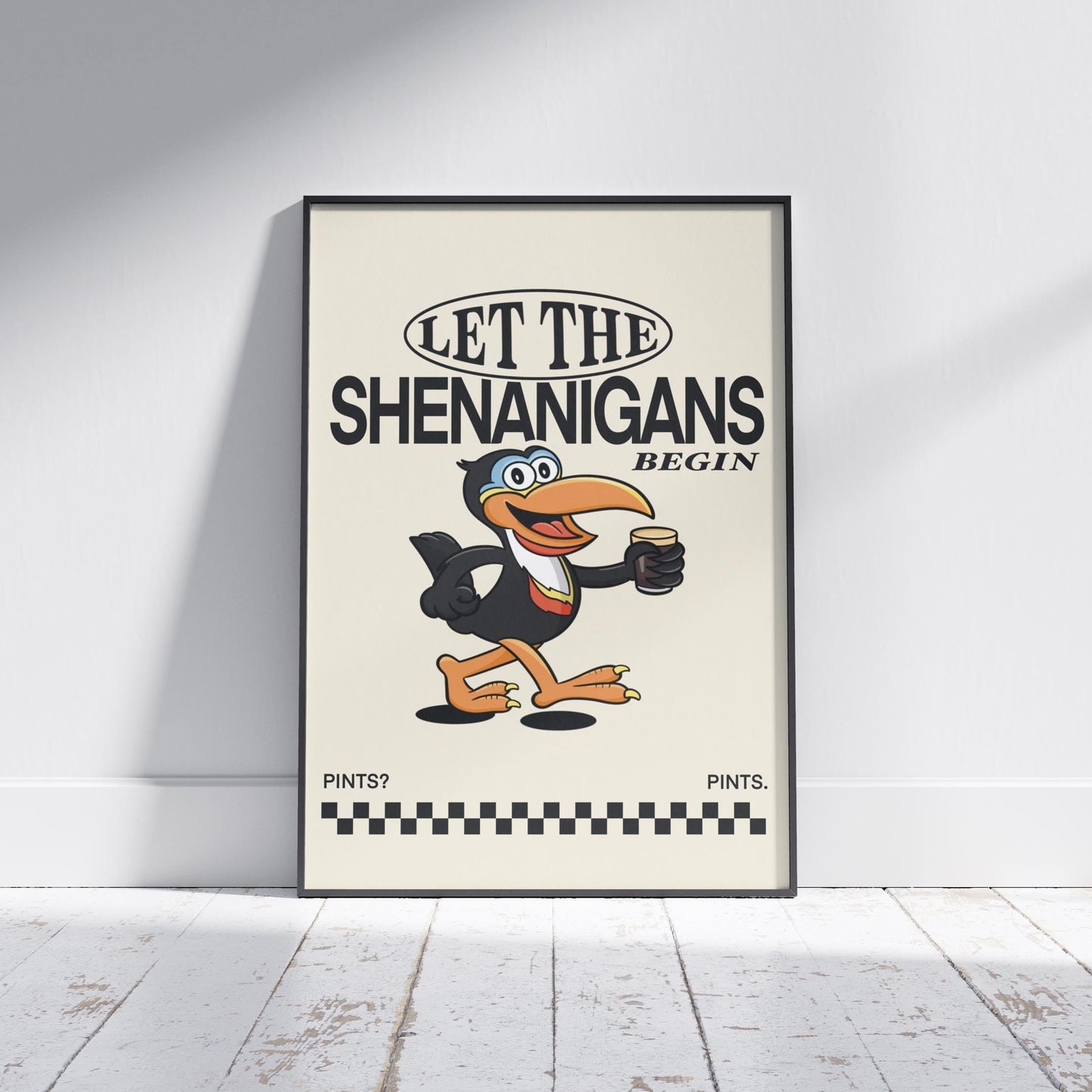 Guinness Toucan; Let the Shenanigans Begin | Retro Irish Print | Pints print