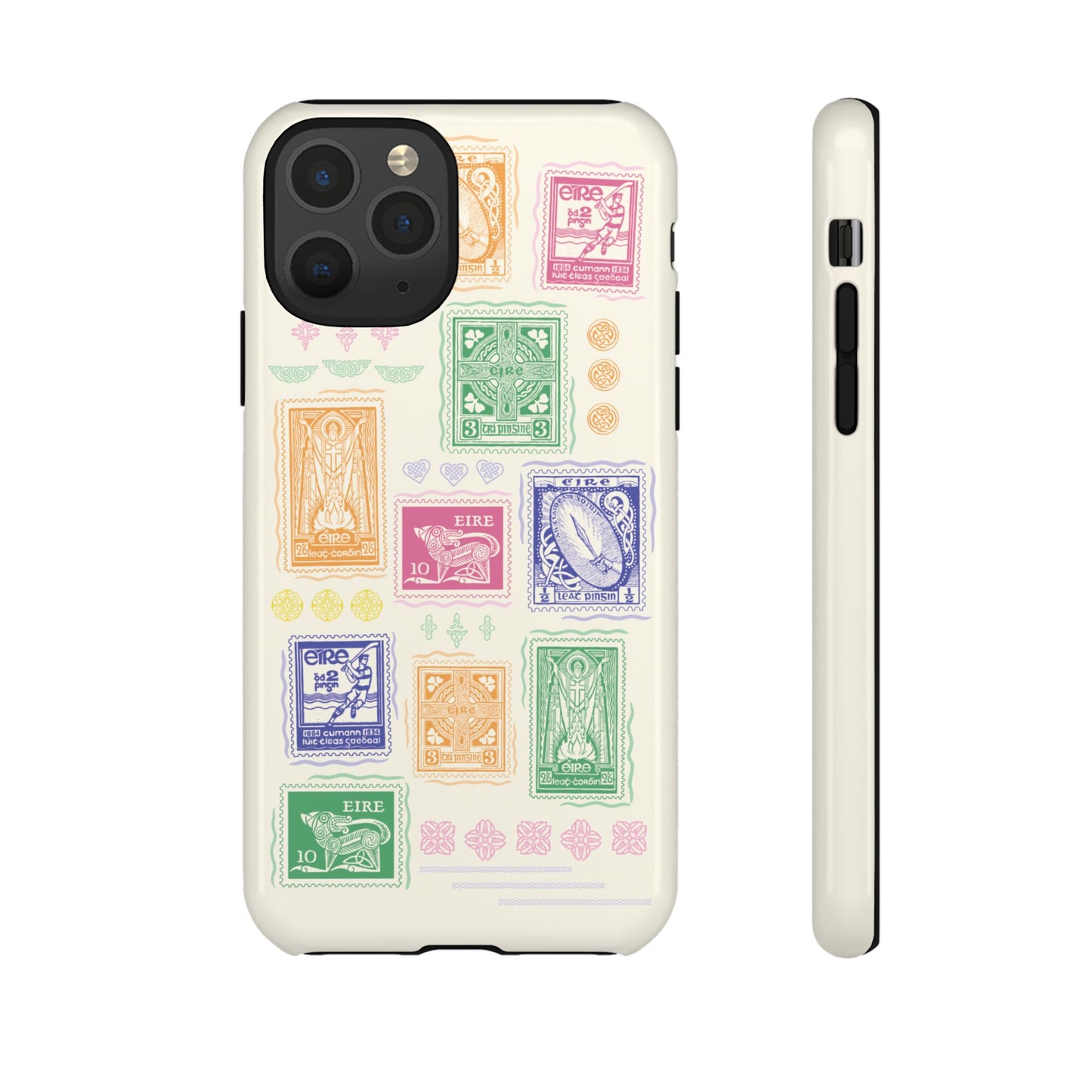 Colourful Vintage Irish Stamps and Celtic Symbols Tough Phone Case