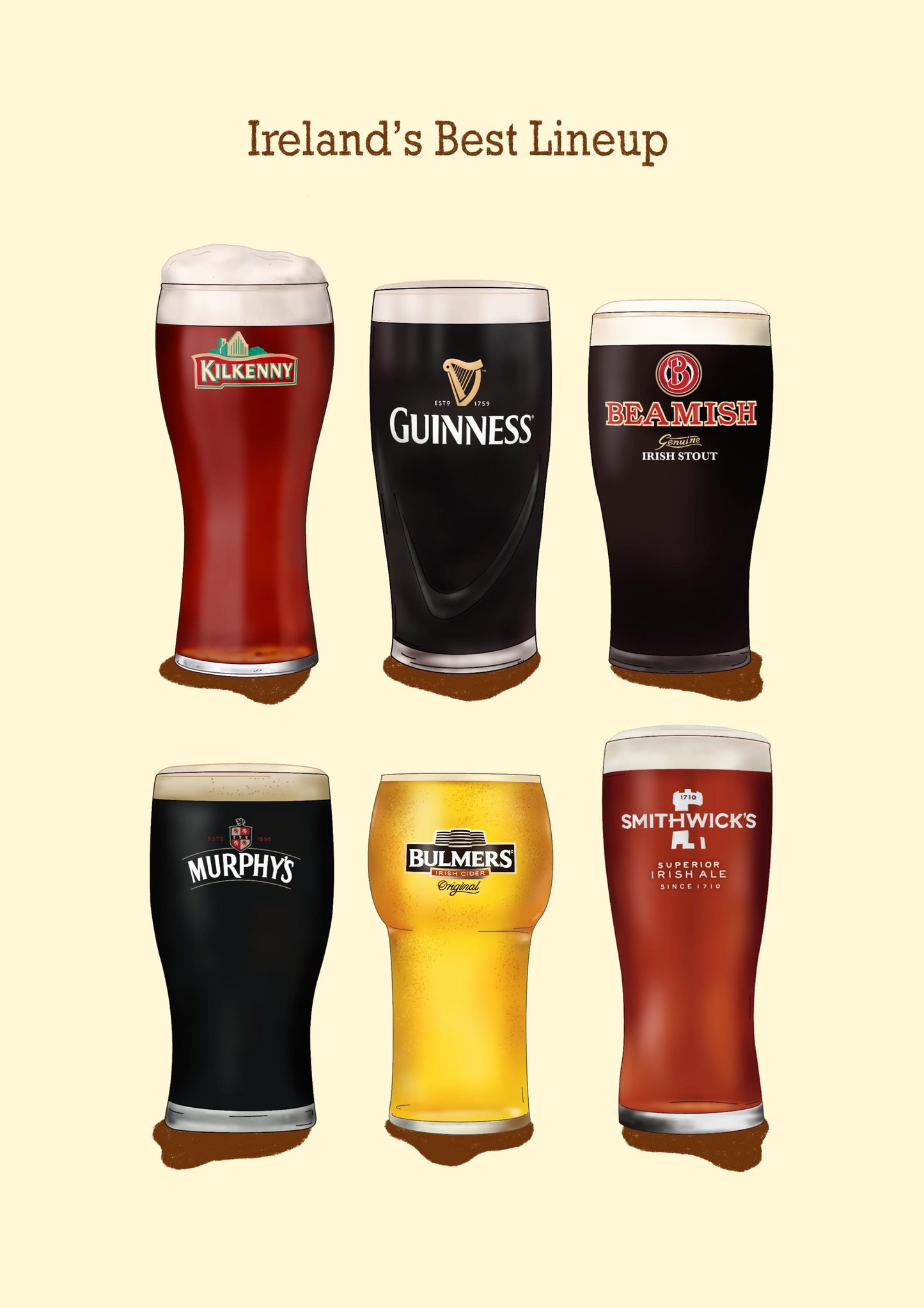 Irish Beer Pints Art Print | Ireland Bar Decor