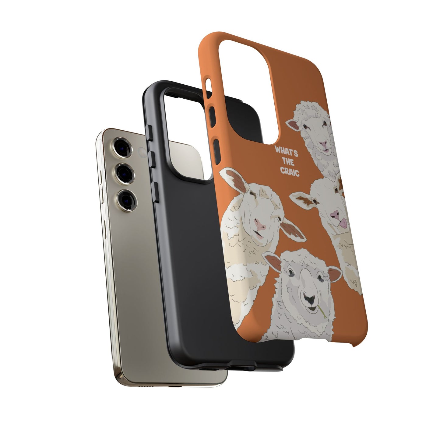 What's the Craic, Funny Sheep Burnt Orange Irish Phone Case