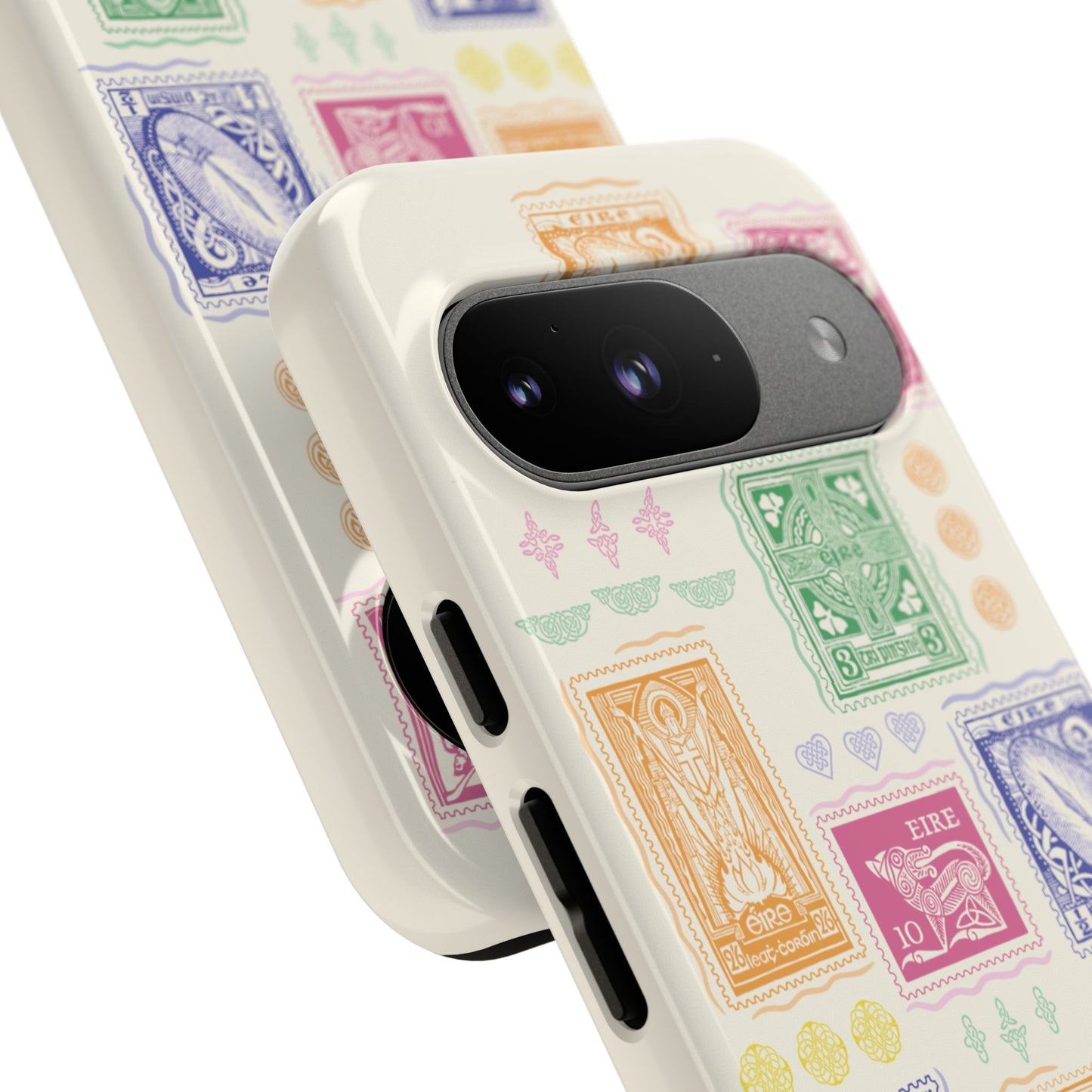 Colourful Vintage Irish Stamps and Celtic Symbols Tough Phone Case