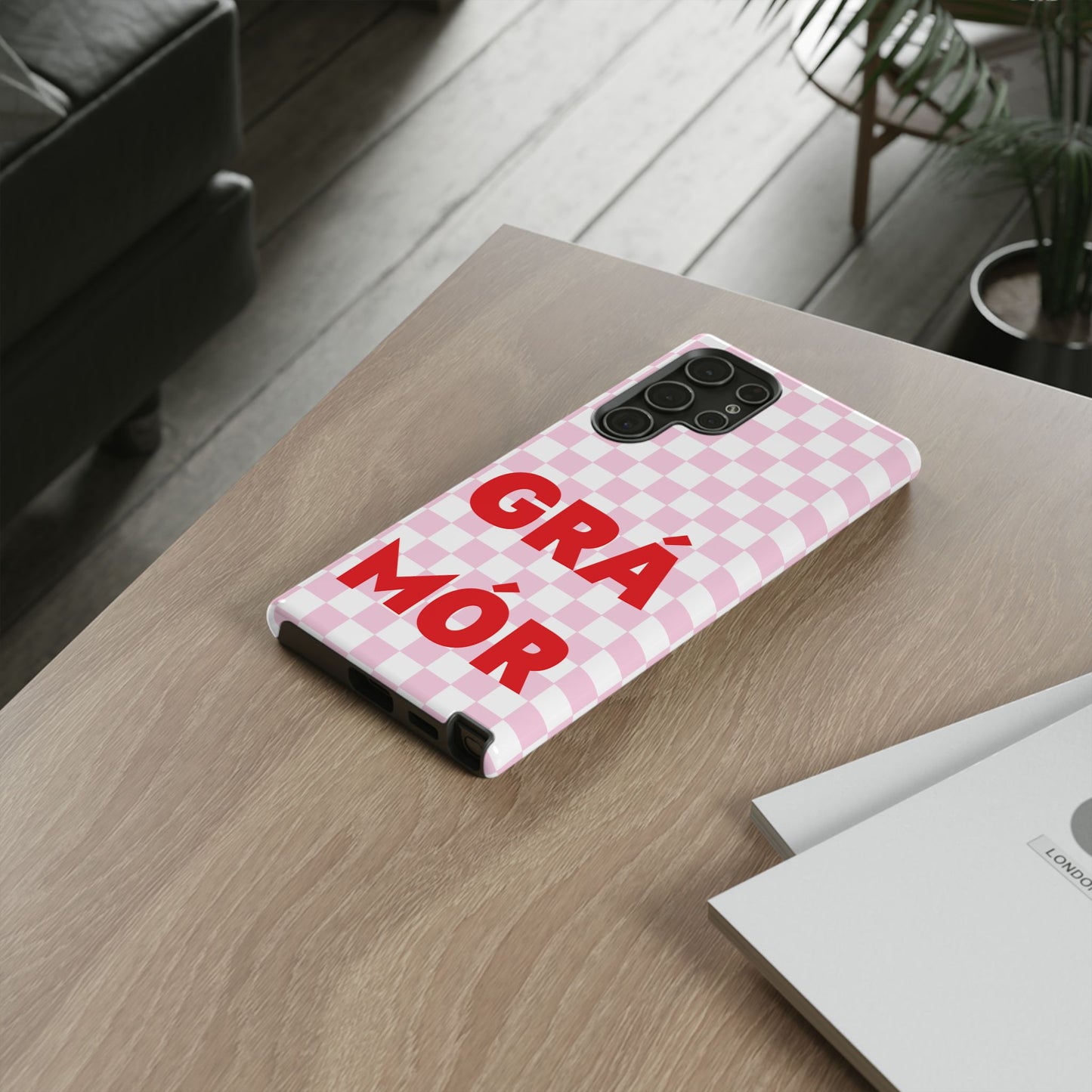 Pink Checked Grá Mór Tough Irish Phone Case