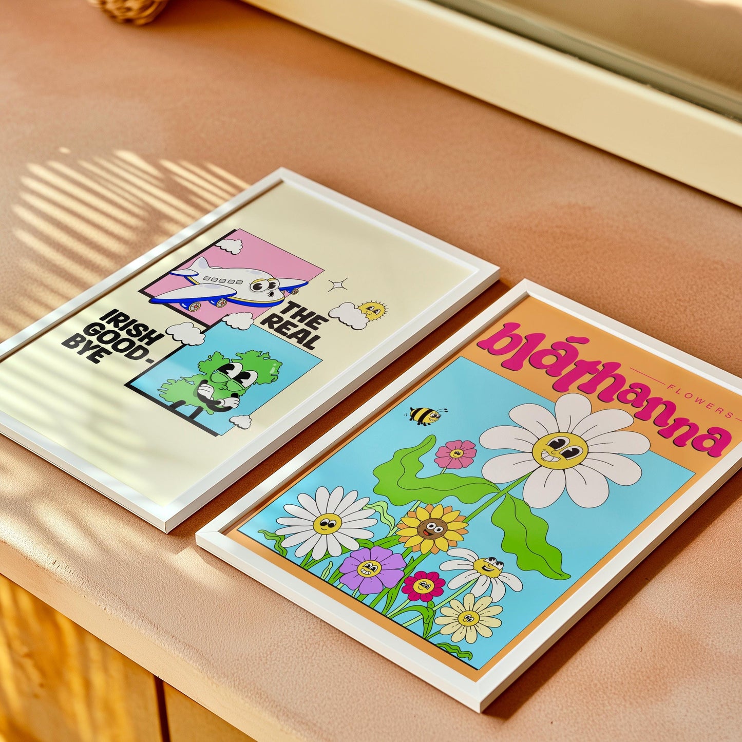 Retro Irish Flowers Print: Blathanna Wall Art