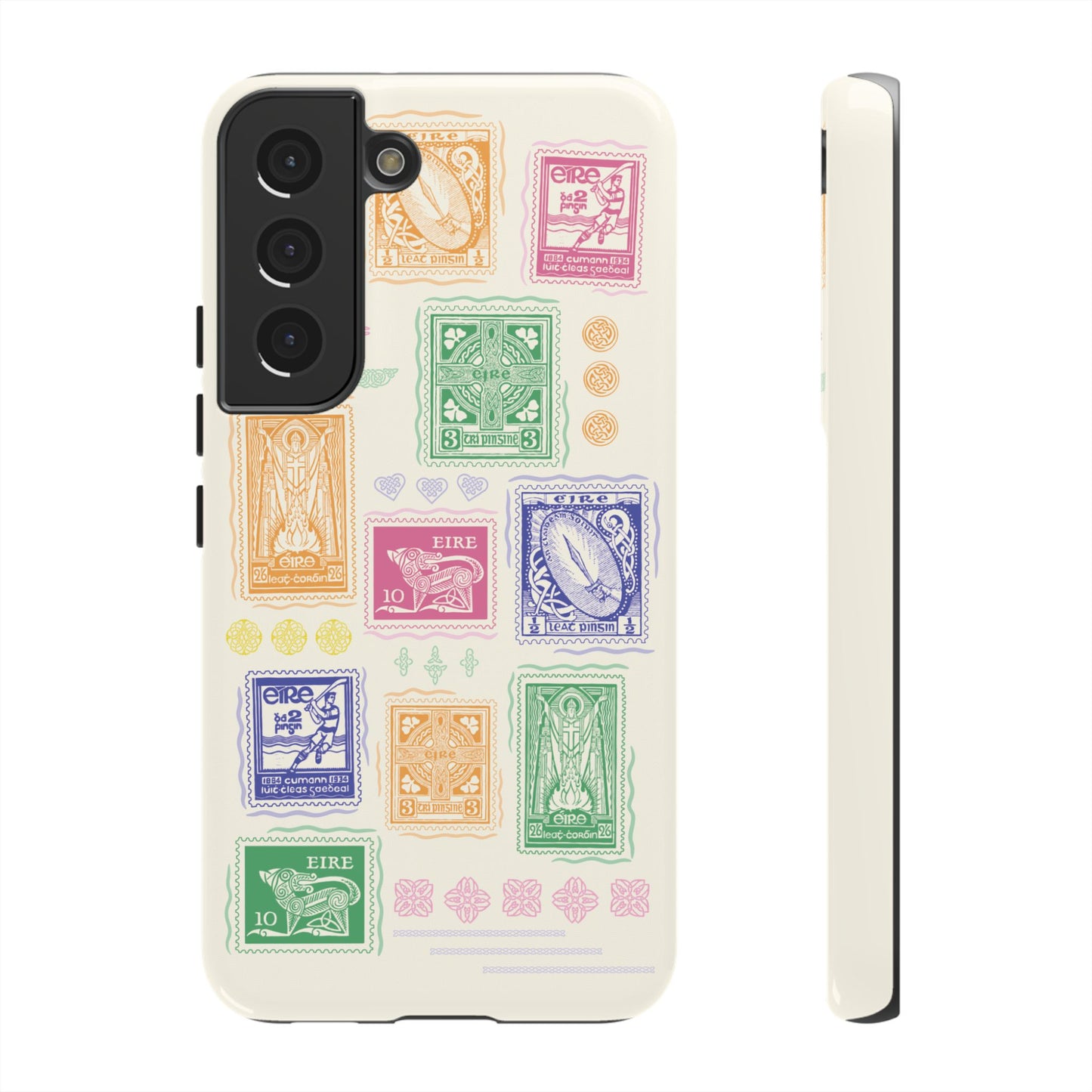 Colourful Vintage Irish Stamps and Celtic Symbols Tough Phone Case