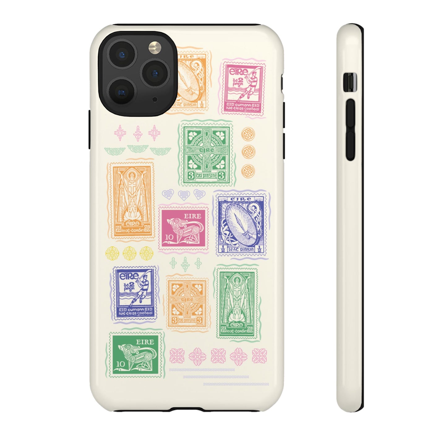 Colourful Vintage Irish Stamps and Celtic Symbols Tough Phone Case