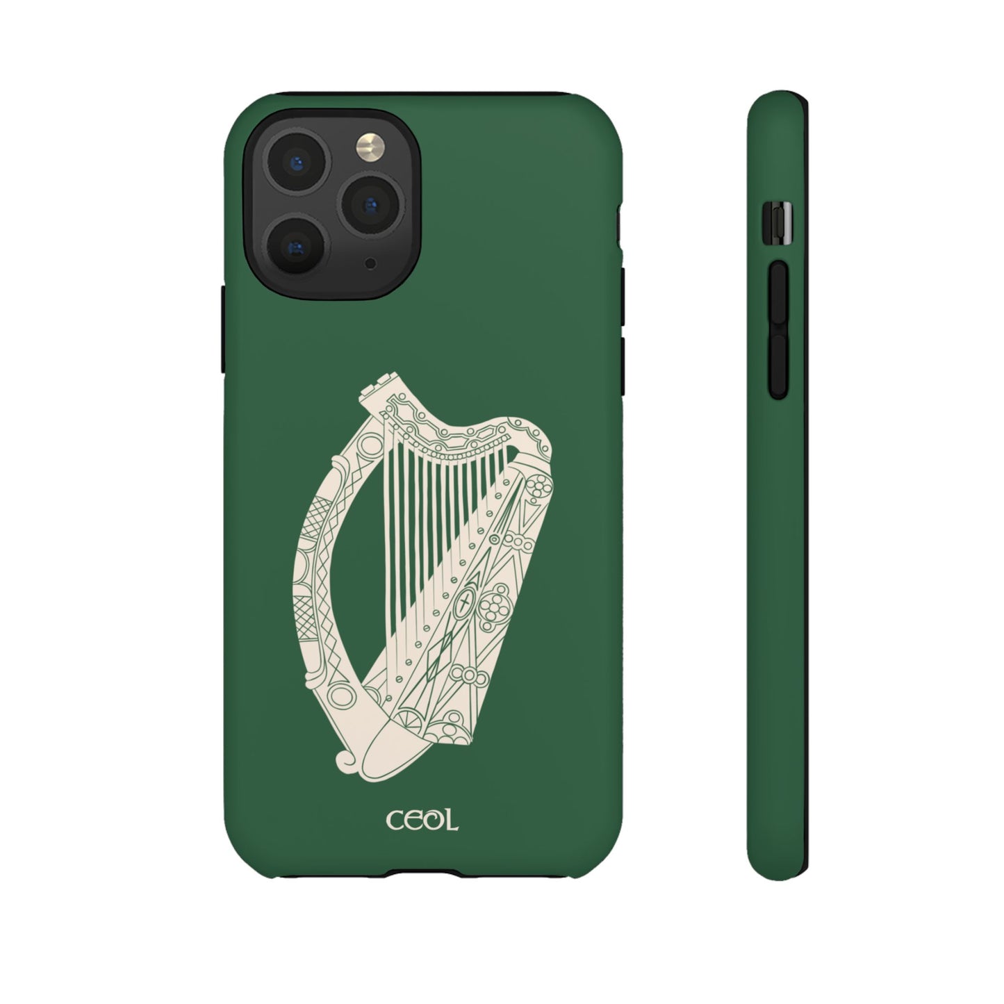 Green Celtic Harp Tough Irish Phone Case, Ceol