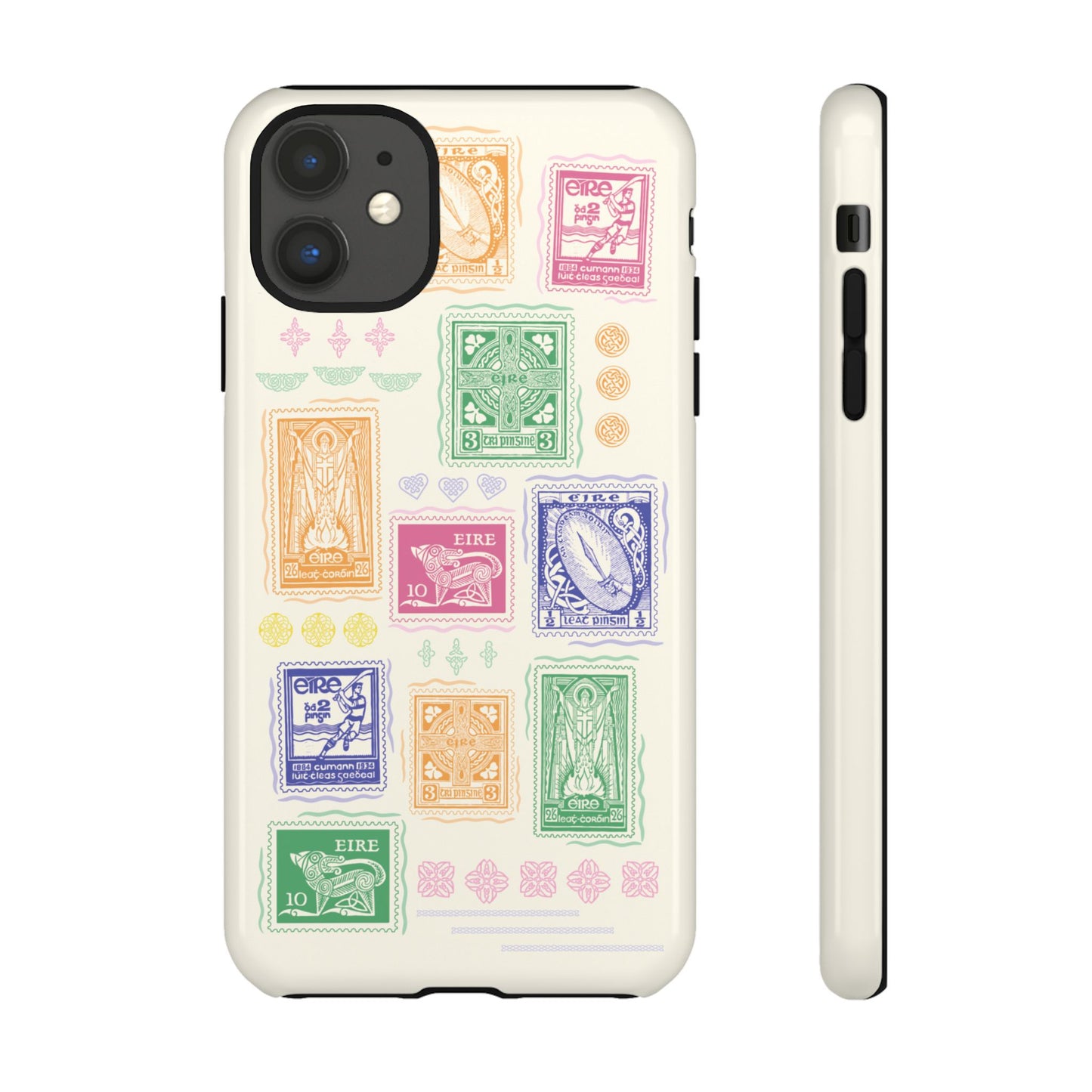 Colourful Vintage Irish Stamps and Celtic Symbols Tough Phone Case