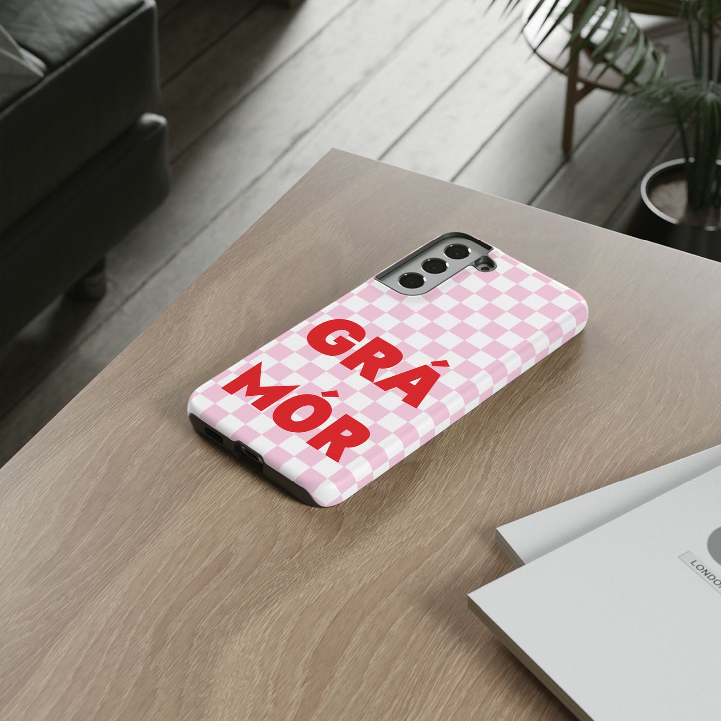 Pink Checked Grá Mór Tough Irish Phone Case