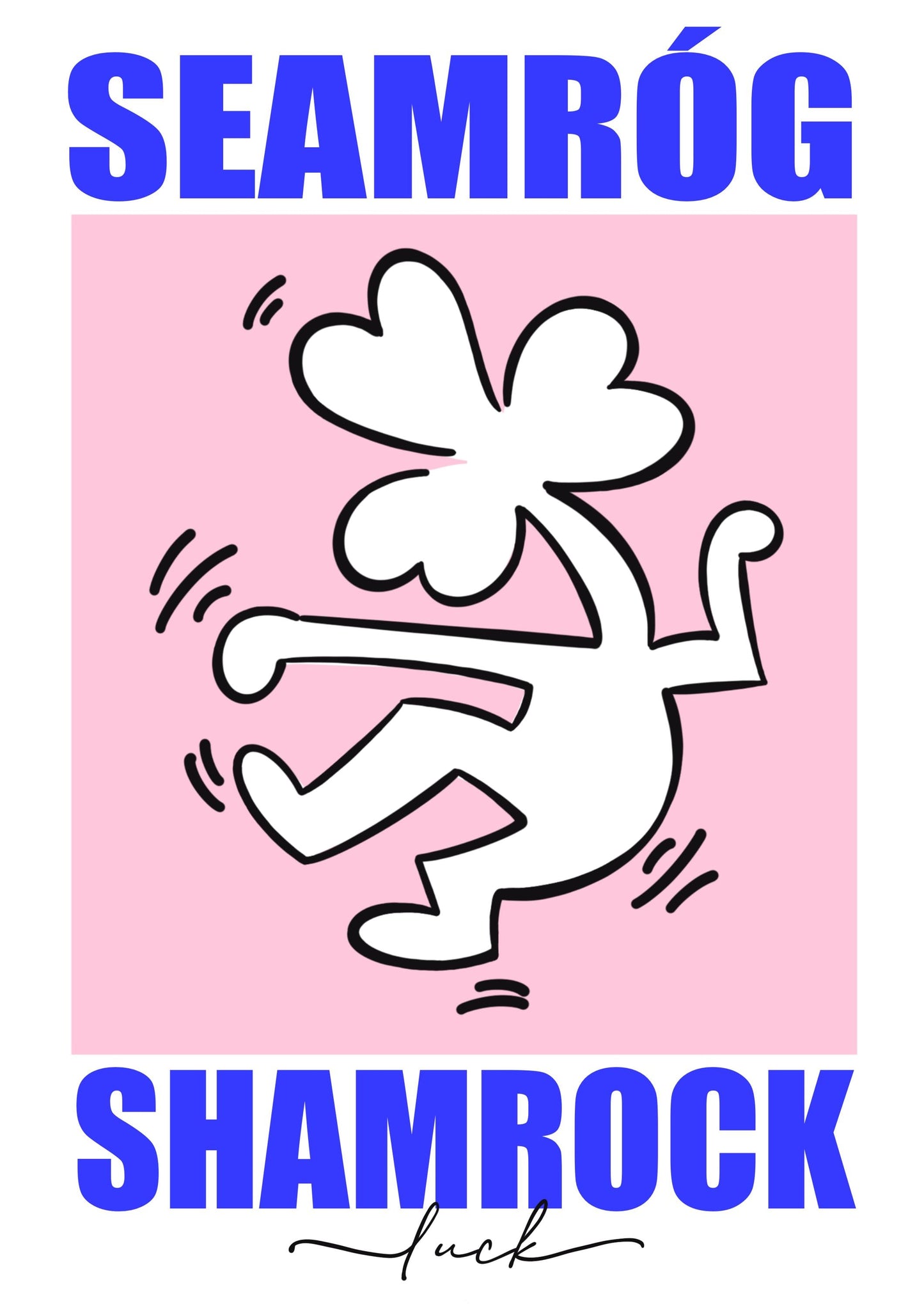 Irish Shamrock Keith Haring Style Print: Seamróg Wall Art