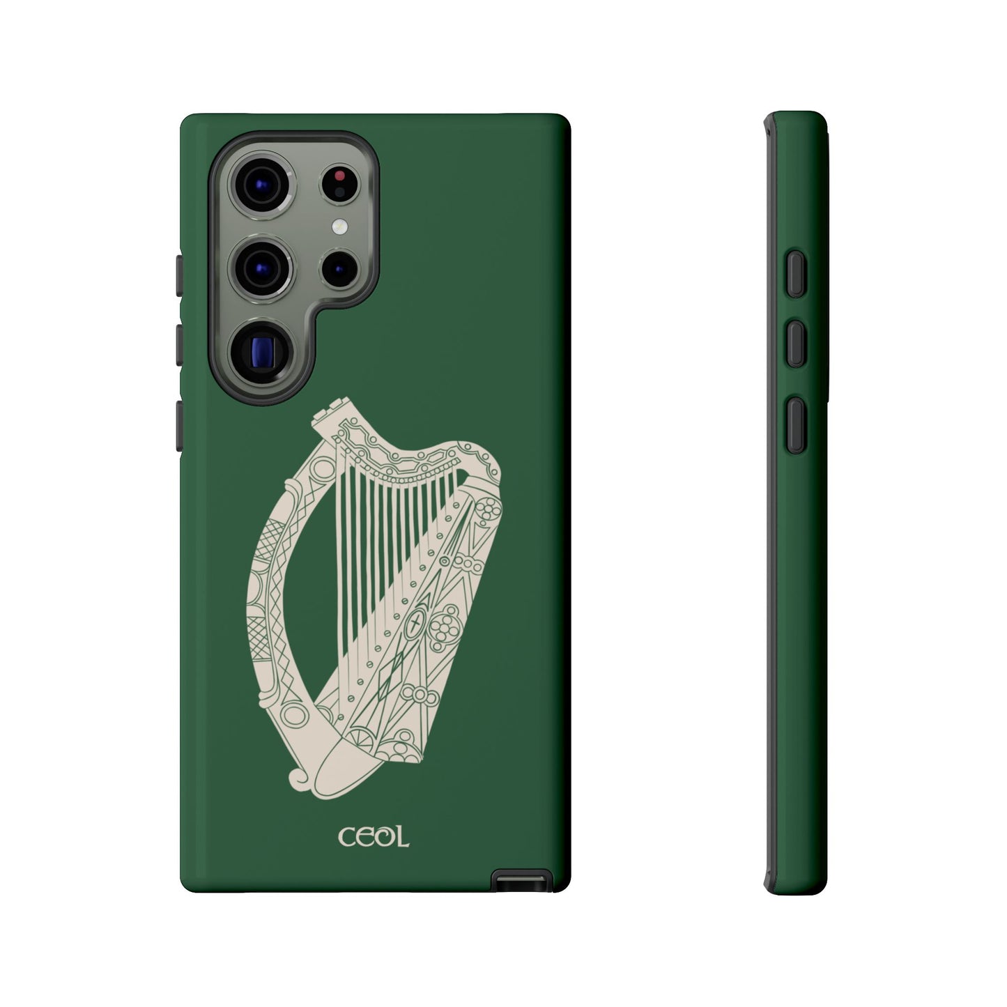 Green Celtic Harp Tough Irish Phone Case, Ceol