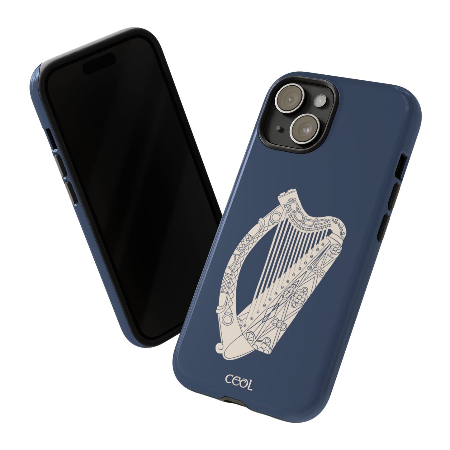 Navy Celtic Harp Tough Irish Phone Case, Ceol