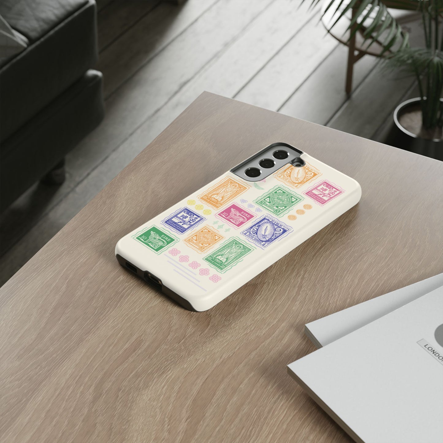 Colourful Vintage Irish Stamps and Celtic Symbols Tough Phone Case