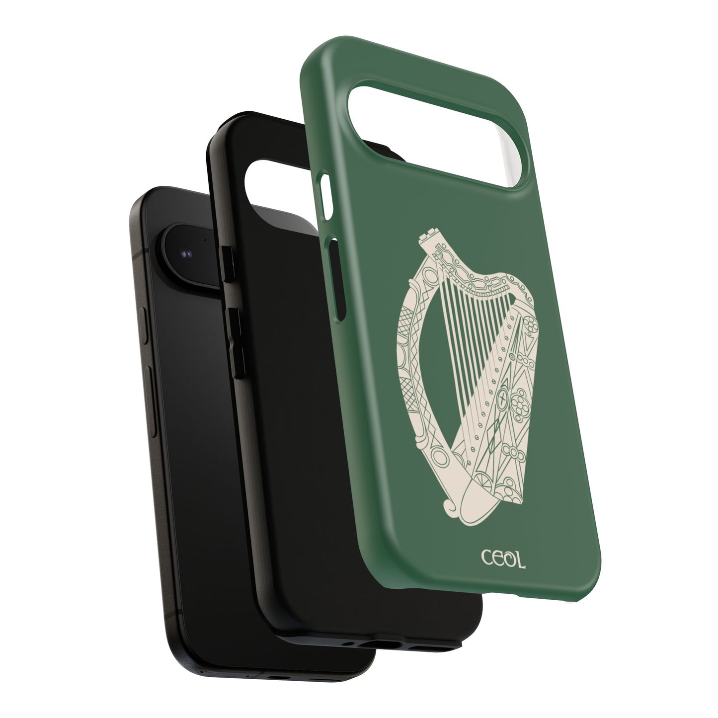 Green Celtic Harp Tough Irish Phone Case, Ceol