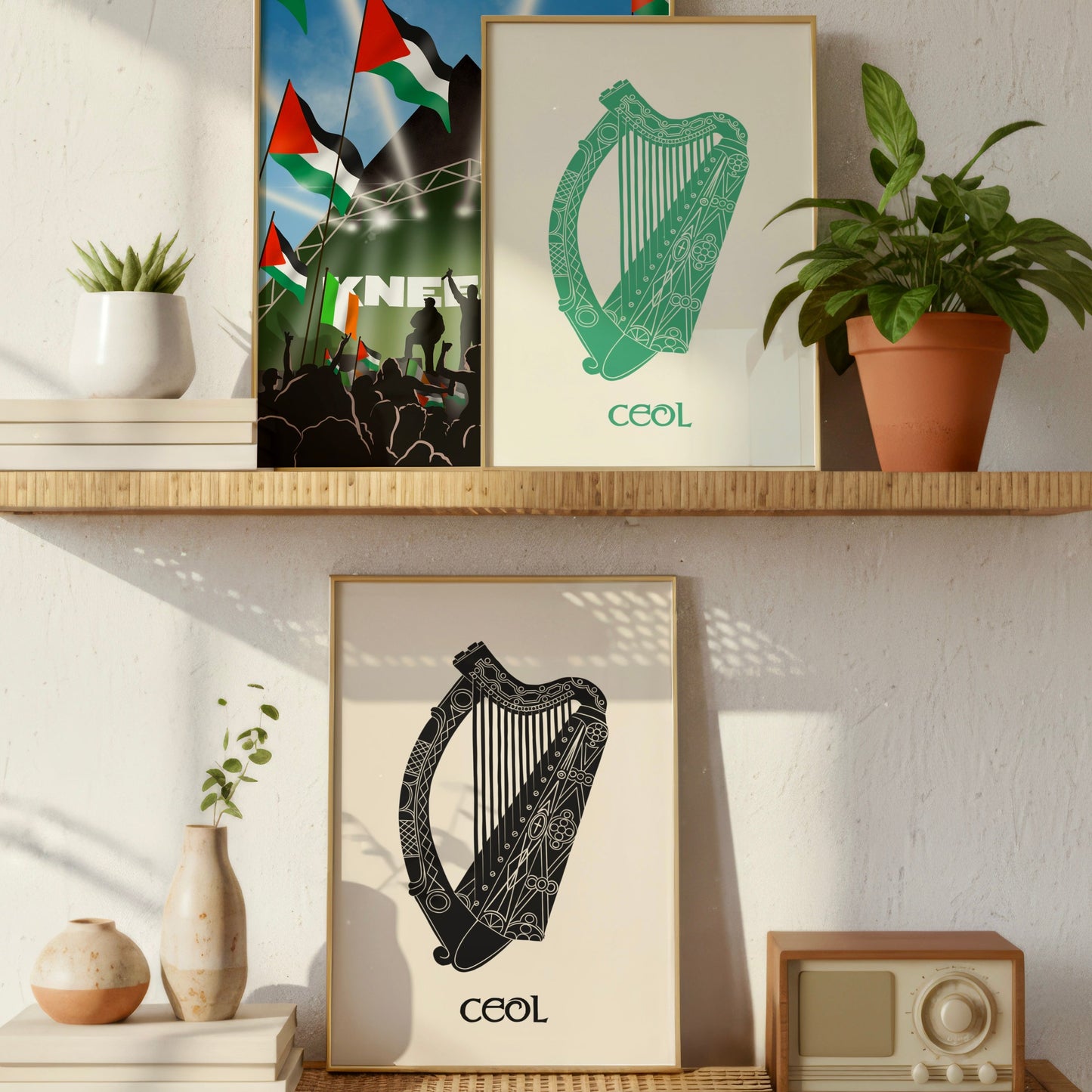 Celtic Irish Harp Inspired Print - Ceol Gaeigle for Music