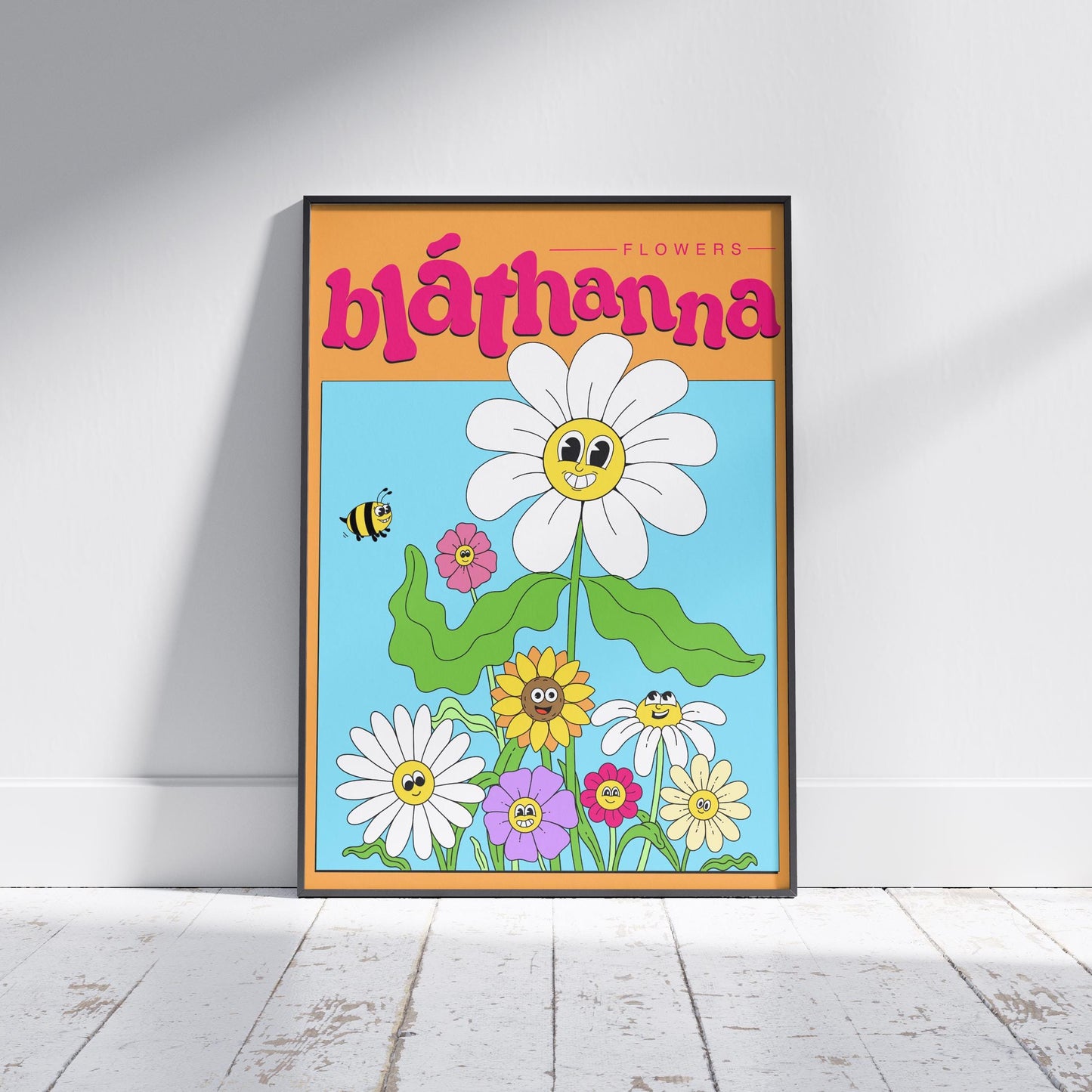 Retro Irish Flowers Print: Blathanna Wall Art