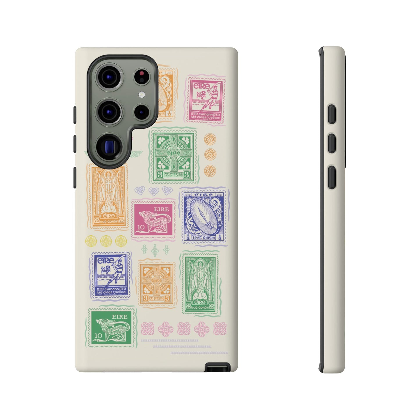 Colourful Vintage Irish Stamps and Celtic Symbols Tough Phone Case