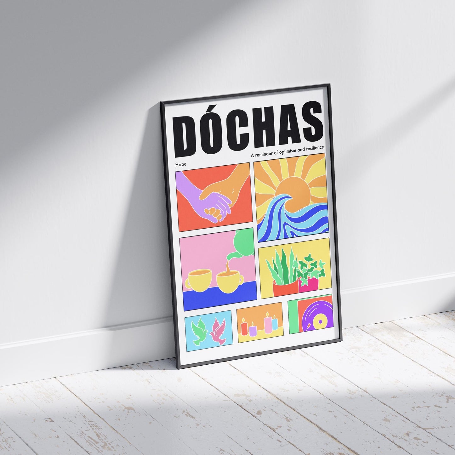 Irish Hope Print: Colorful Gaeilge Saying, Dochas Wall Art
