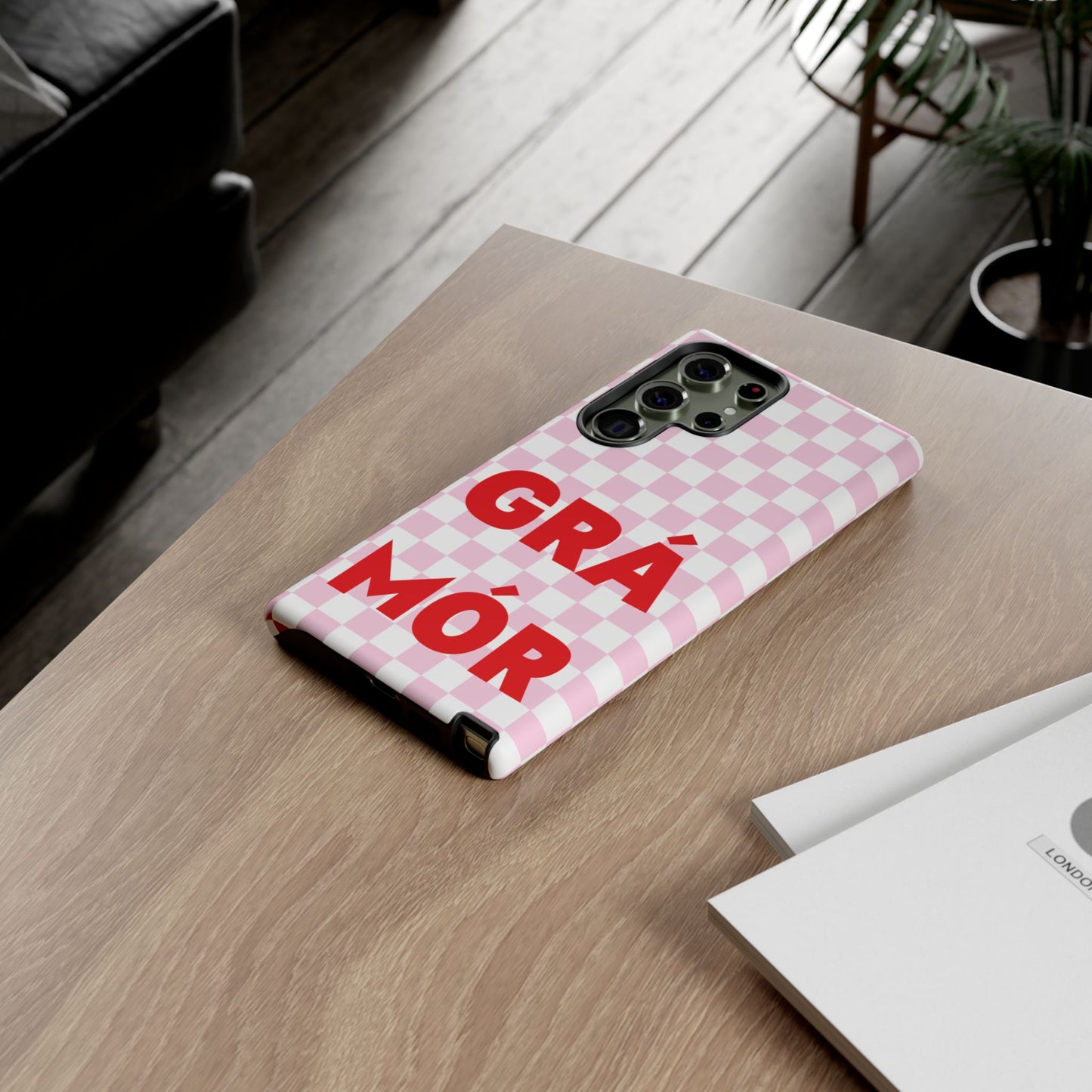 Pink Checked Grá Mór Tough Irish Phone Case