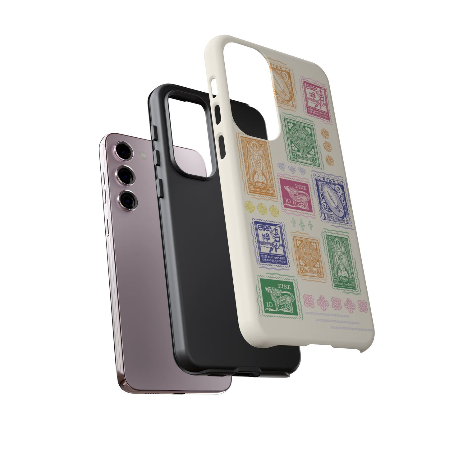 Colourful Vintage Irish Stamps and Celtic Symbols Tough Phone Case