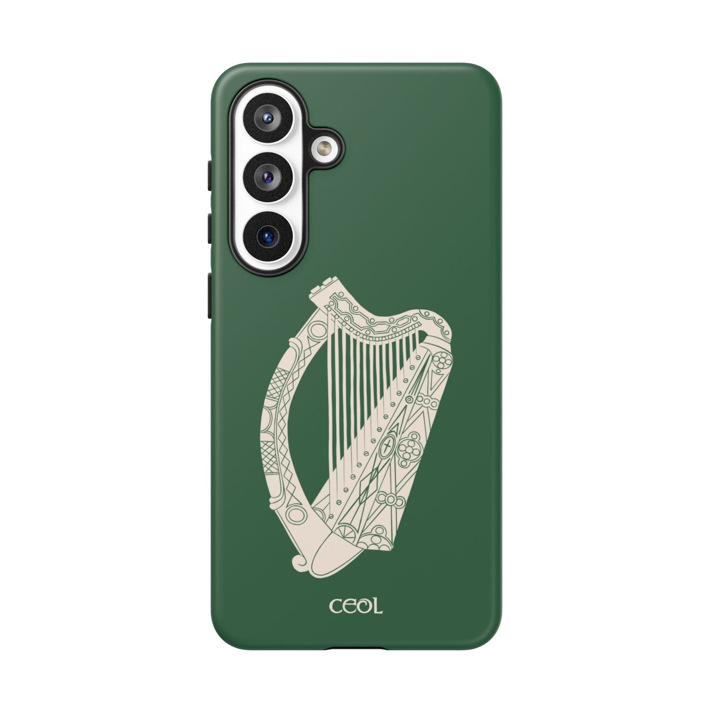 Green Celtic Harp Tough Irish Phone Case, Ceol