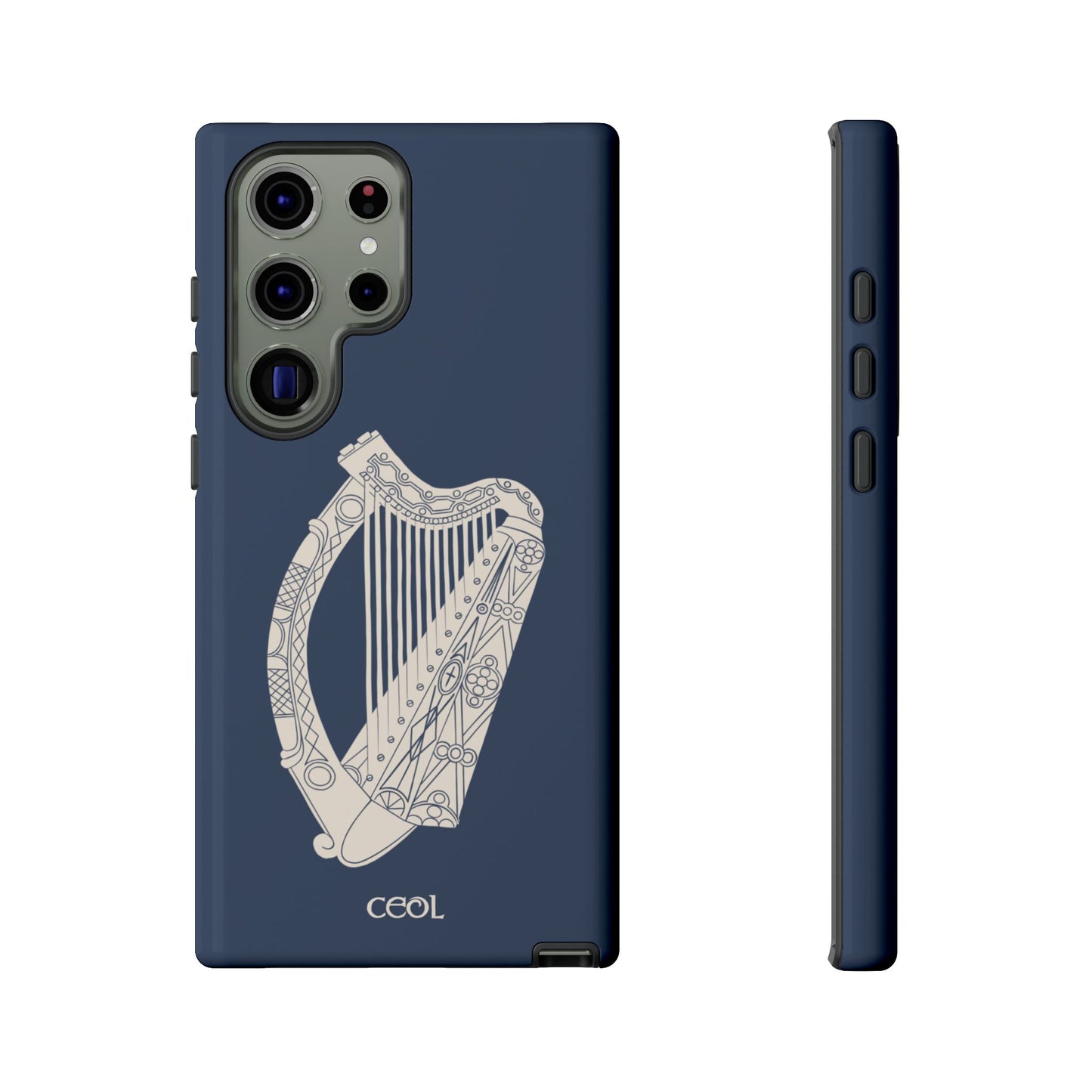 Navy Celtic Harp Tough Irish Phone Case, Ceol