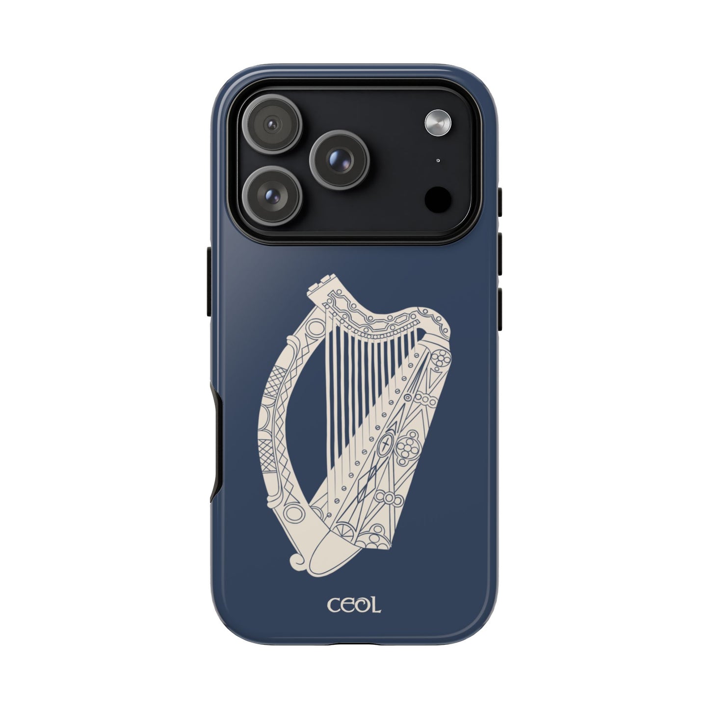 Navy Celtic Harp Tough Irish Phone Case, Ceol