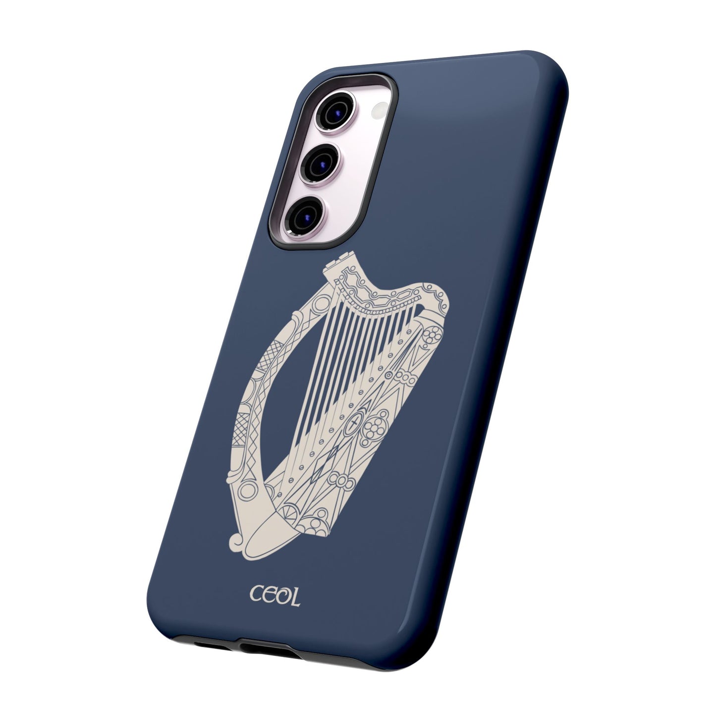 Navy Celtic Harp Tough Irish Phone Case, Ceol