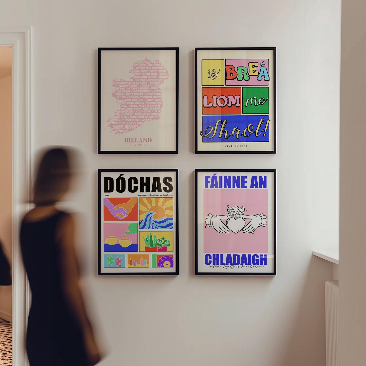 Irish Hope Print: Colorful Gaeilge Saying, Dochas Wall Art
