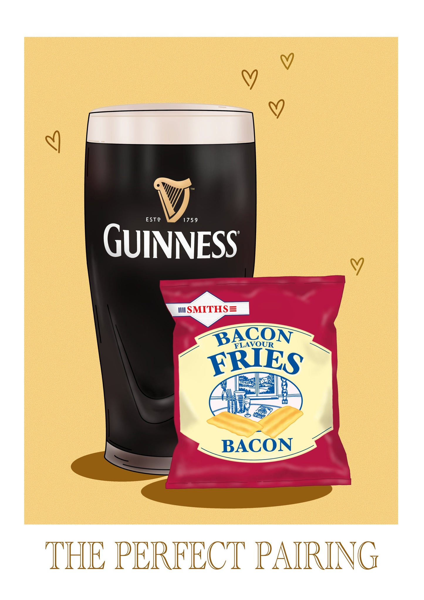 Guinness and Bacon Fries Print: Irish Home Bar Wall Art