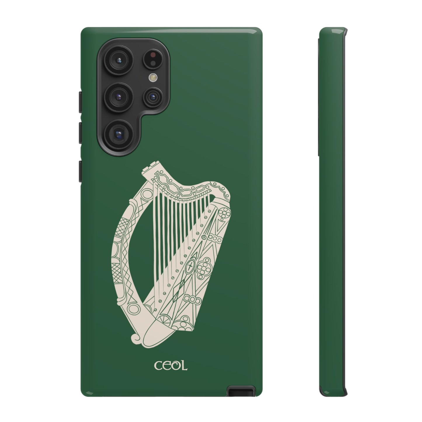 Green Celtic Harp Tough Irish Phone Case, Ceol