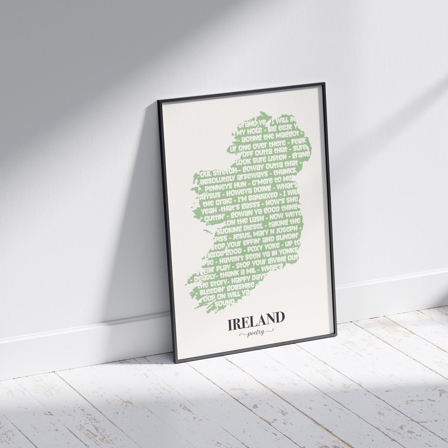 Funny Irish Slang Print: Ireland Map, Irish Poetry