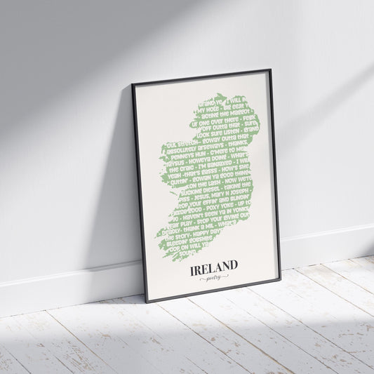 Funny Irish Slang Print: Ireland Map, Irish Poetry