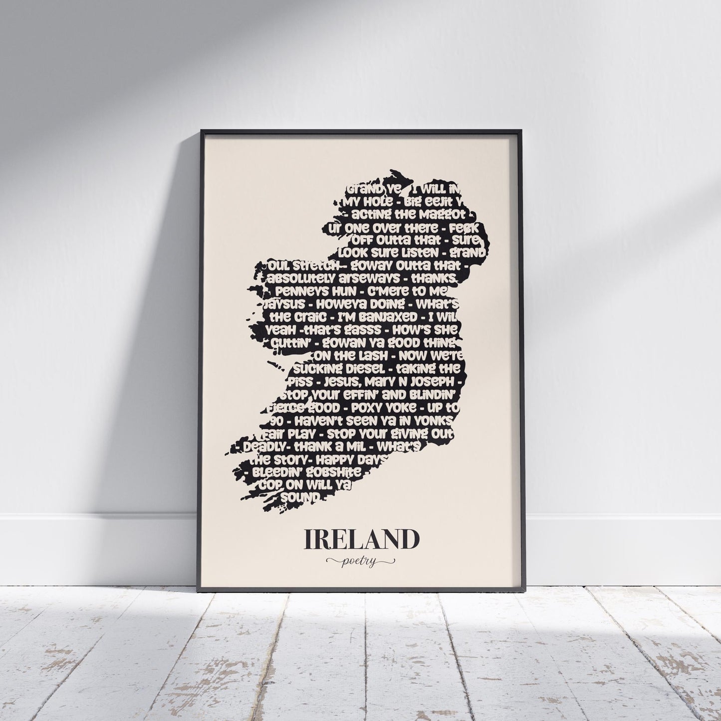 Funny Irish Slang Print: Ireland Map, Irish Poetry