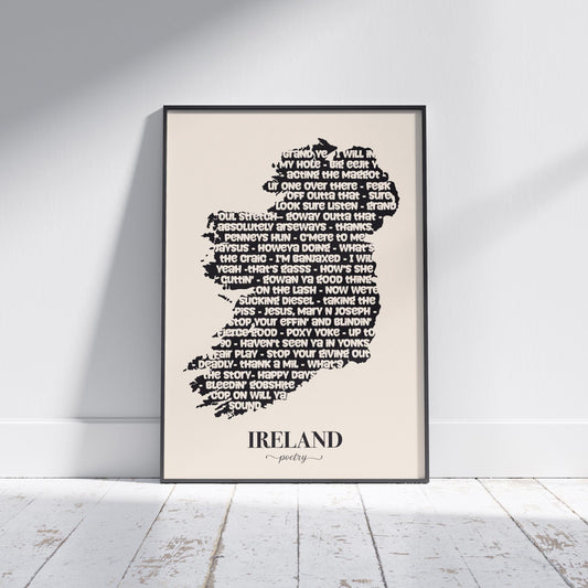 Funny Irish Slang Print: Ireland Map, Irish Poetry