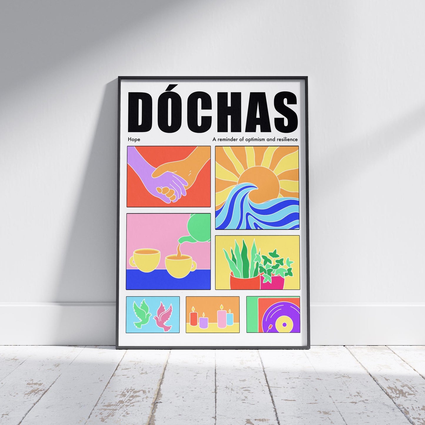 Irish Hope Print: Colorful Gaeilge Saying, Dochas Wall Art