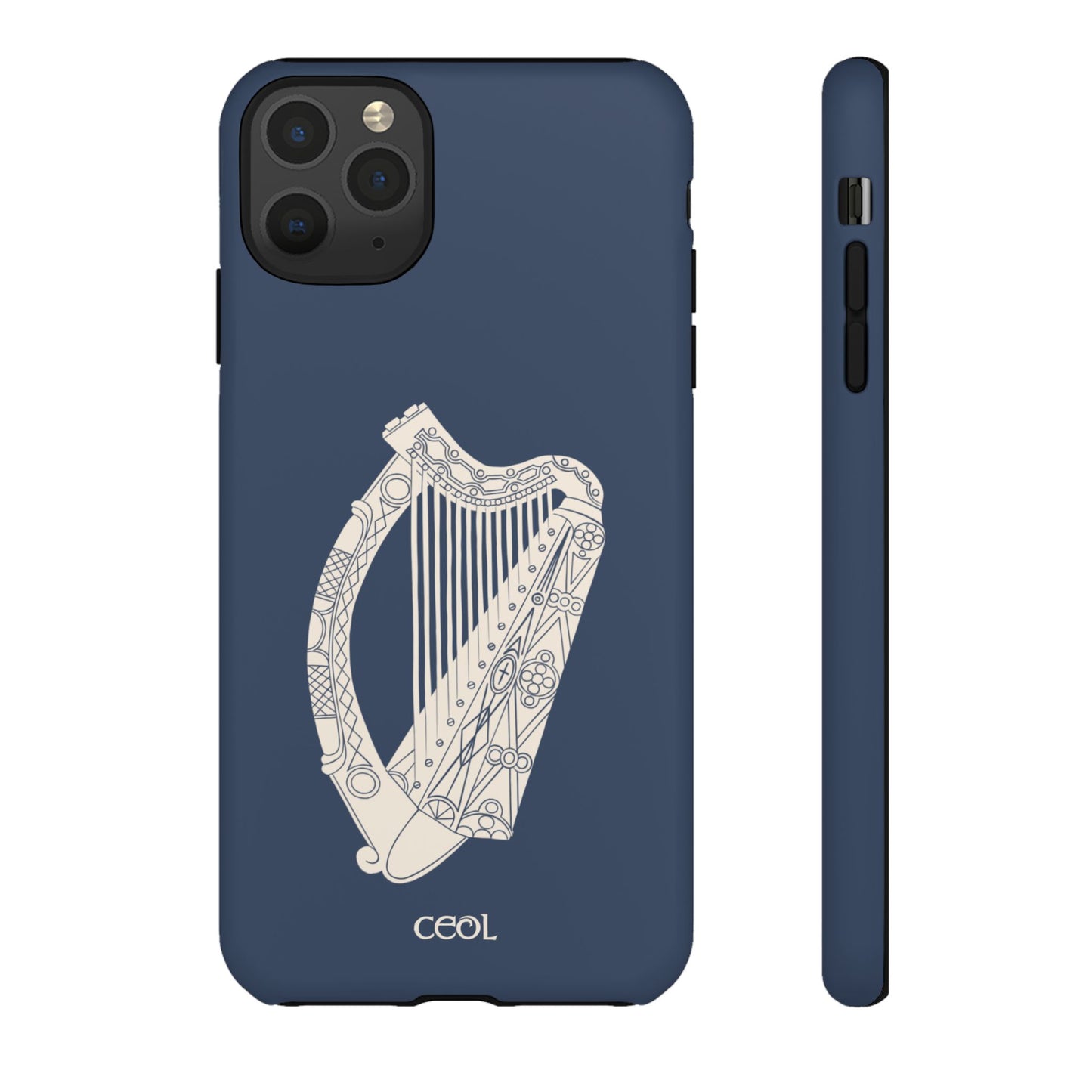 Navy Celtic Harp Tough Irish Phone Case, Ceol